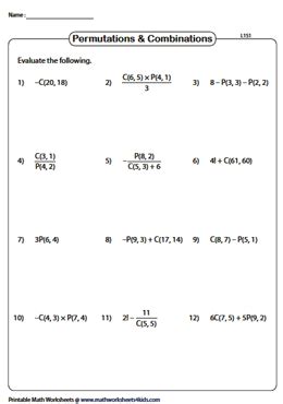permutations and combinations worksheet acc math 1
